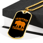 Hunting Tourism Bear Necklace Stainless Steel or 18k Gold Dog Tag 24"-Express Your Love Gifts