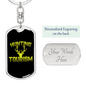 Hunting Tourism Deer Antlers Keychain Stainless Steel or 18k Gold Dog Tag Keyring-Express Your Love Gifts