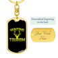 Hunting Tourism Deer Antlers Keychain Stainless Steel or 18k Gold Dog Tag Keyring-Express Your Love Gifts