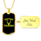 Hunting Tourism Deer Antlers Necklace Stainless Steel or 18k Gold Dog Tag 24"-Express Your Love Gifts