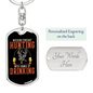 Hunting With A Chnace Of Drinking Keychain Stainless Steel or 18k Gold Dog Tag Keyring-Express Your Love Gifts