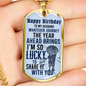 Husband Birthday Lucky Necklace Stainless Steel or 18k Gold Dog Tag 24" Chain-Express Your Love Gifts