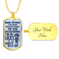 Husband Birthday Lucky Necklace Stainless Steel or 18k Gold Dog Tag 24" Chain-Express Your Love Gifts
