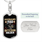 Husband Dad Bitcoin Holder Crypto Keychain Stainless Steel or 18k Gold Dog Tag Keyring-Express Your Love Gifts