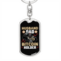 Husband Dad Bitcoin Holder Crypto Keychain Stainless Steel or 18k Gold Dog Tag Keyring-Express Your Love Gifts