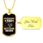 Husband Dad Bitcoin Holder Crypto Necklace Stainless Steel or 18k Gold Dog Tag 24" Chain-Express Your Love Gifts