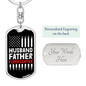 Husband Father Firefighter Keychain Stainless Steel or 18k Gold Dog Tag Keyring-Express Your Love Gifts