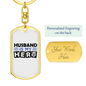 Husband Is My Hero Keychain Stainless Steel or 18k Gold Dog Tag Keyring-Express Your Love Gifts