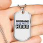 Husband Is My Hero Necklace Stainless Steel or 18k Gold Dog Tag 24"-Express Your Love Gifts