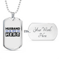 Husband Is My Hero Necklace Stainless Steel or 18k Gold Dog Tag 24"-Express Your Love Gifts
