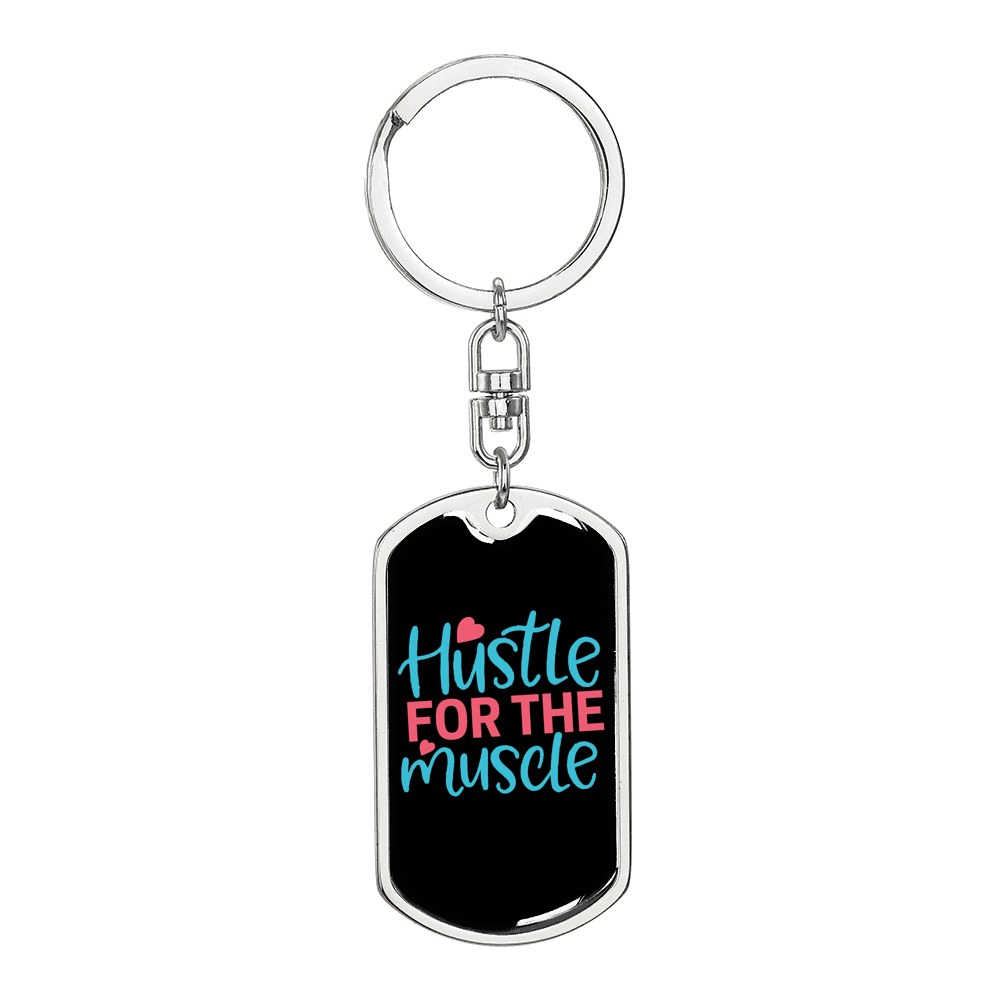 Hustle For The Muscle Christian Keychain Stainless Steel or 18k Gold Dog Tag Keyring-Express Your Love Gifts