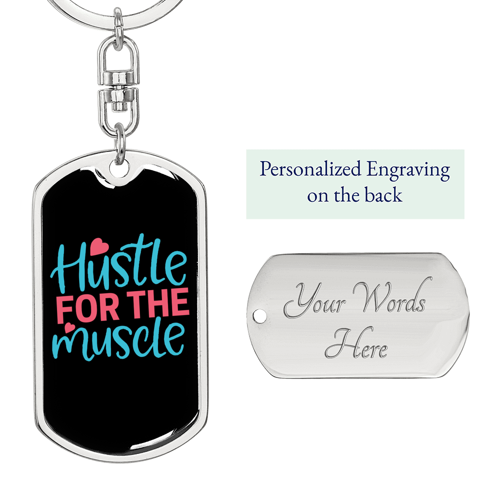 Hustle For The Muscle Christian Keychain Stainless Steel or 18k Gold Dog Tag Keyring-Express Your Love Gifts