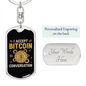 I Accept Bitcoin Conversation Crypto Keychain Stainless Steel or 18k Gold Dog Tag Keyring-Express Your Love Gifts