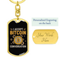 I Accept Bitcoin Conversation Crypto Keychain Stainless Steel or 18k Gold Dog Tag Keyring-Express Your Love Gifts