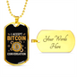I Accept Bitcoin Conversation Crypto Necklace Stainless Steel or 18k Gold Dog Tag 24" Chain-Express Your Love Gifts
