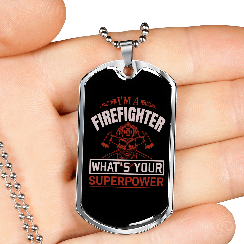 I Am A Firefighter Gift Stainless Steel or 18k Gold Dog Tag 24" Chain-Express Your Love Gifts