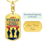 I Am A Veteran Swivel Keychain Dog Tag Stainless Steel or 18k Gold-Express Your Love Gifts
