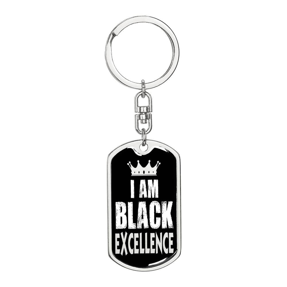 I Am Black Excellence Dog Tag Pendant Keychain Stainless Steel or 18k Gold-Express Your Love Gifts