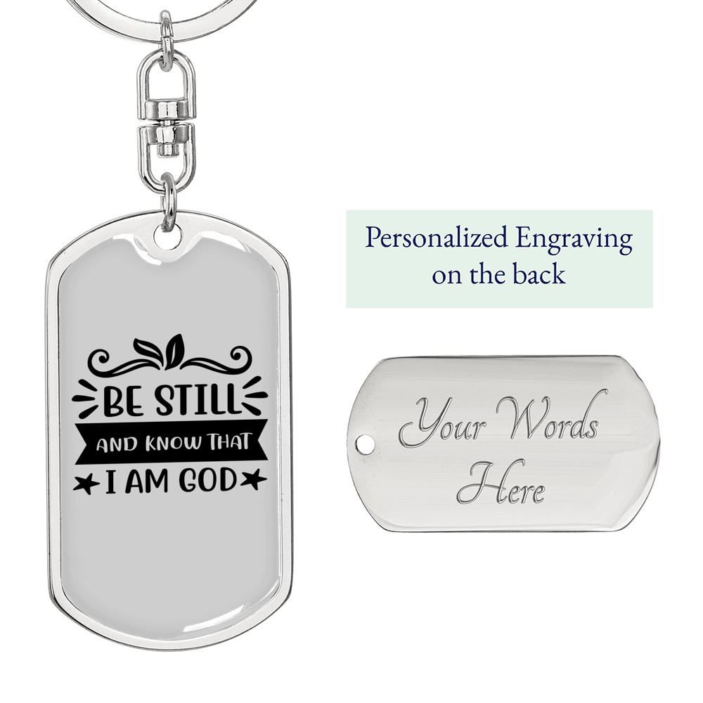 I Am God Christian Keychain Stainless Steel or 18k Gold Dog Tag Keyring-Express Your Love Gifts
