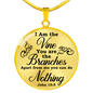 I Am The Vine Clear John 15:5 Circle Necklace Stainless Steel or 18k Gold 18-22"-Express Your Love Gifts
