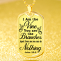 I Am The Vine John 15:5 Clear Dog Tag Stainless Steel or 18k Gold 24" Chain-Express Your Love Gifts