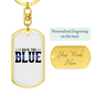 I Back The Blue Keychain Stainless Steel or 18k Gold Dog Tag Keyring-Express Your Love Gifts