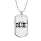 I Back The Blue Necklace Stainless Steel or 18k Gold Dog Tag 24"-Express Your Love Gifts