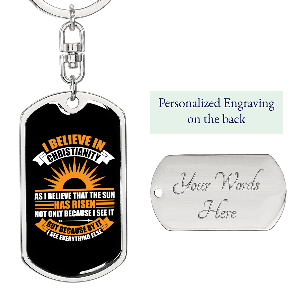 I Believe In Christian Keychain Stainless Steel or 18k Gold Dog Tag Keyring-Express Your Love Gifts