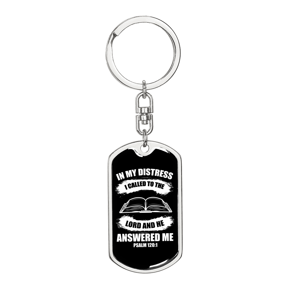 I Called To The Lord Christian Keychain Stainless Steel or 18k Gold Dog Tag Keyring-Express Your Love Gifts