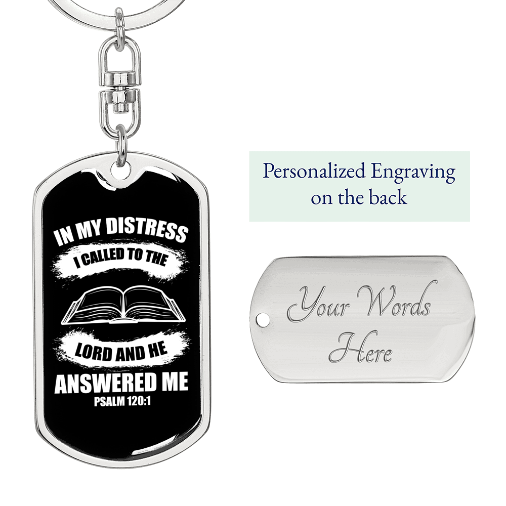 I Called To The Lord Christian Keychain Stainless Steel or 18k Gold Dog Tag Keyring-Express Your Love Gifts