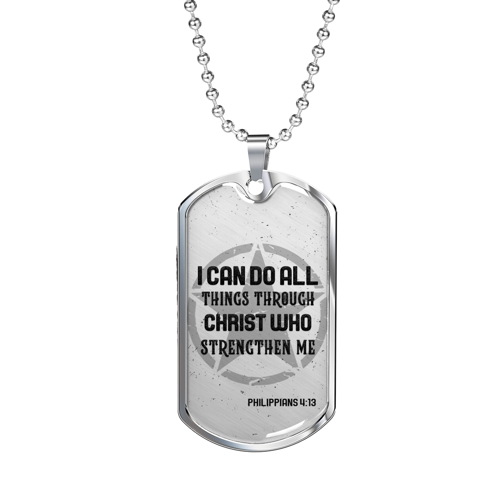 I Can Do All Things Christian Necklace Stainless Steel or 18k Gold Dog Tag 24" Chain-Express Your Love Gifts