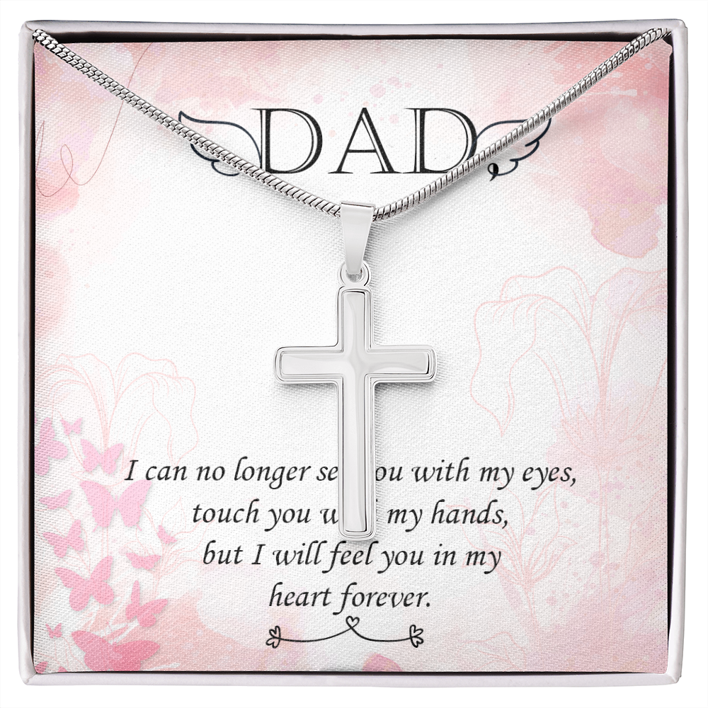 I Can No Longer Dad Memorial Gift Dad Memorial Cross Necklace Sympathy Gift Loss of Father Condolence Message Card-Express Your Love Gifts