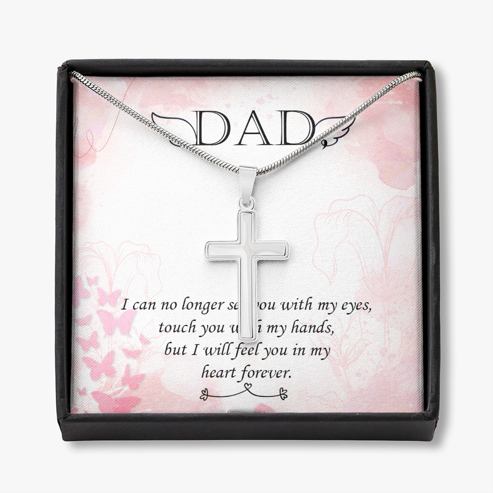 I Can No Longer Dad Memorial Gift Dad Memorial Cross Necklace Sympathy Gift Loss of Father Condolence Message Card-Express Your Love Gifts