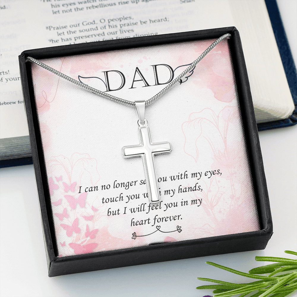 I Can No Longer Dad Memorial Gift Dad Memorial Cross Necklace Sympathy Gift Loss of Father Condolence Message Card-Express Your Love Gifts
