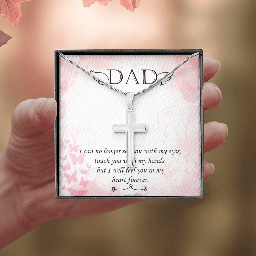 I Can No Longer Dad Memorial Gift Dad Memorial Cross Necklace Sympathy Gift Loss of Father Condolence Message Card-Express Your Love Gifts