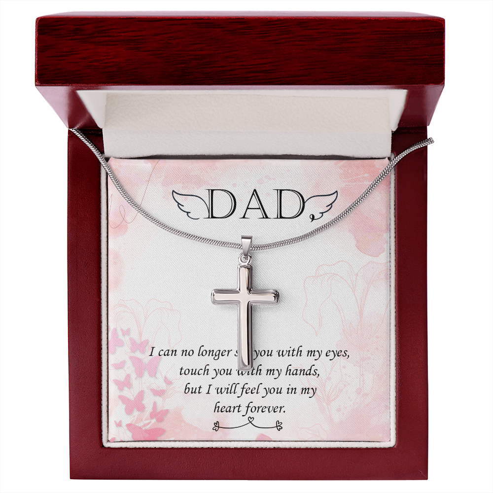I Can No Longer Dad Memorial Gift Dad Memorial Cross Necklace Sympathy Gift Loss of Father Condolence Message Card-Express Your Love Gifts