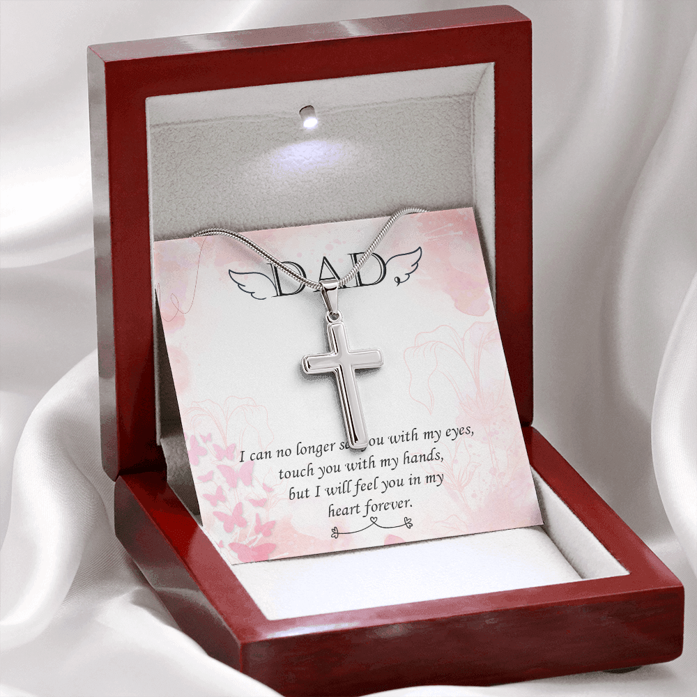 I Can No Longer Dad Memorial Gift Dad Memorial Cross Necklace Sympathy Gift Loss of Father Condolence Message Card-Express Your Love Gifts