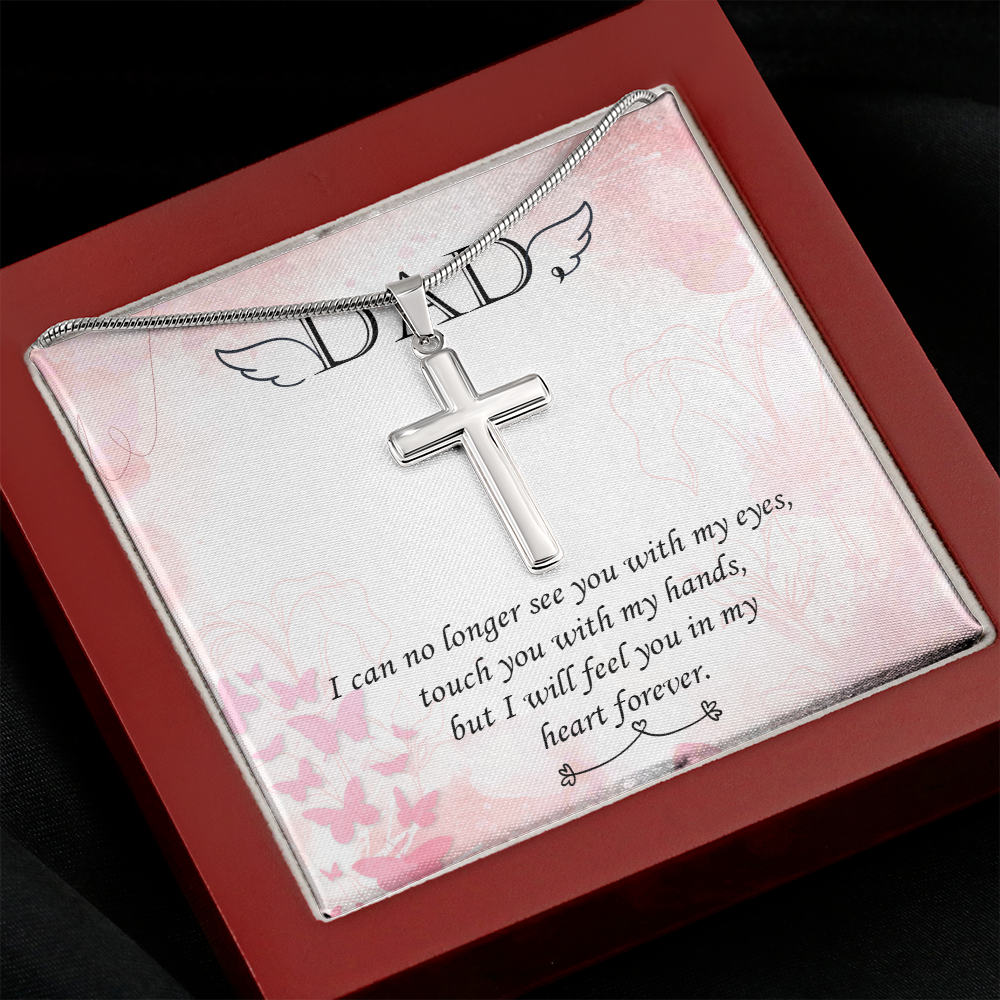 I Can No Longer Dad Memorial Gift Dad Memorial Cross Necklace Sympathy Gift Loss of Father Condolence Message Card-Express Your Love Gifts