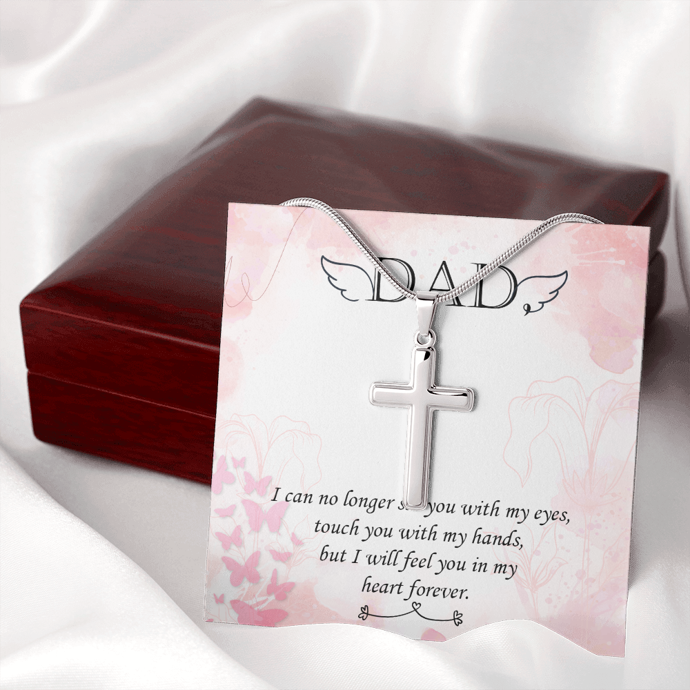 I Can No Longer Dad Memorial Gift Dad Memorial Cross Necklace Sympathy Gift Loss of Father Condolence Message Card-Express Your Love Gifts