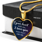 I Carry Your Heart Necklace Stainless Steel or 18k Gold Heart 18-22"-Express Your Love Gifts
