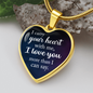 I Carry Your Heart Necklace Stainless Steel or 18k Gold Heart 18-22"-Express Your Love Gifts