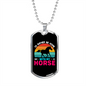 I'd Rather Be Home With My Horse Horse Necklace Stainless Steel or 18k Gold Dog Tag 24" Chain-Express Your Love Gifts