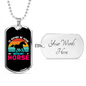 I'd Rather Be Home With My Horse Horse Necklace Stainless Steel or 18k Gold Dog Tag 24" Chain-Express Your Love Gifts