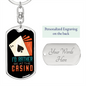 I'd Rather Beat The Casino Gambler Keychain Stainless Steel or 18k Gold Dog Tag Keyring-Express Your Love Gifts