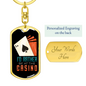 I'd Rather Beat The Casino Gambler Keychain Stainless Steel or 18k Gold Dog Tag Keyring-Express Your Love Gifts