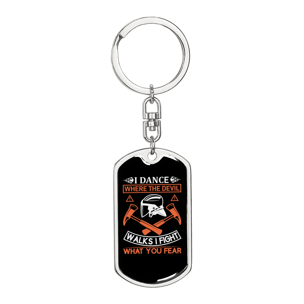 I Dance I Fight Keychain Stainless Steel or 18k Gold Dog Tag Keyring-Express Your Love Gifts