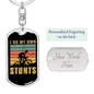 I Do My Own Stunts Cycling Keychain Stainless Steel or 18k Gold Dog Tag Keyring-Express Your Love Gifts