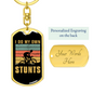 I Do My Own Stunts Cycling Keychain Stainless Steel or 18k Gold Dog Tag Keyring-Express Your Love Gifts