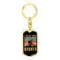 I Do My Own Stunts Cycling Keychain Stainless Steel or 18k Gold Dog Tag Keyring-Express Your Love Gifts