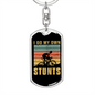 I Do My Own Stunts Cycling Keychain Stainless Steel or 18k Gold Dog Tag Keyring-Express Your Love Gifts